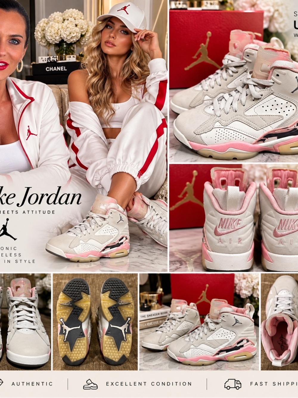 Nike Air Jordan High-Top Sneakers — White & Pink